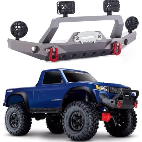 Metal Front Bumper With Led Light for RC Crawler Car Traxxas TRX4 Sports Edition and Land Rover Defender