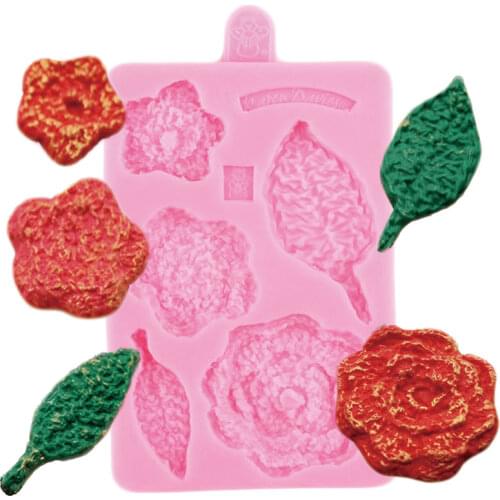 Knitted Flower Silicone Mold Cupcake Topper Fondant Cake Decorating Tools Chocolate Making Mold Candy Clay Mould Resin Moulds