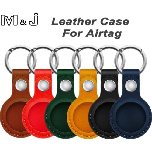 M&J High quality luxurious Shockproof Protective Case For Apple AirTag Leather Hangable Key Ring Luggage Tag Bag Charm Loop