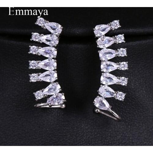 Emmaya Distinctive Design Symmetrical Cubic Zircon With Differernt Shape Elegant Earrings Silver Plated Female In Bridal Party