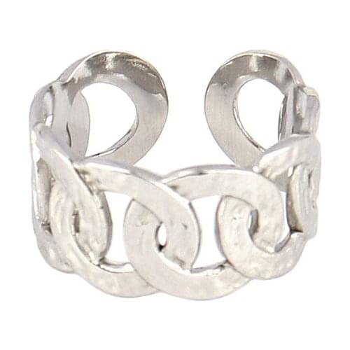 Punk Street Style Thick Chunky Chain Ring Cuban Curb Link Gold Filled Stainless Steel Stylish Ring for Women Simple Design rings