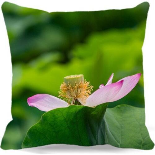 16" 18" 19" 20" 24" 9 style For Sofa Bed car chair Decor Lotus pond pattern pink white Square Cushion Cover Cotton Polyester