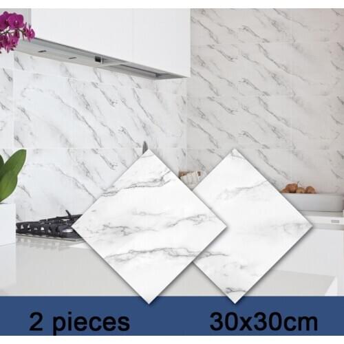 3D Effect Marble Tile Wall Sticker Bathroom TV Backdrop Wall Decoration Self Adhesive PVC Waterproof Living Room Floor Sticker