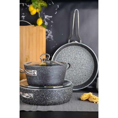 5 piece Ideal Granite Anthracite Pots Set