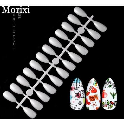 5pcs/set False nails round water drop shape transparent natural white color sample nails color pattern card fake nail tips MZ182