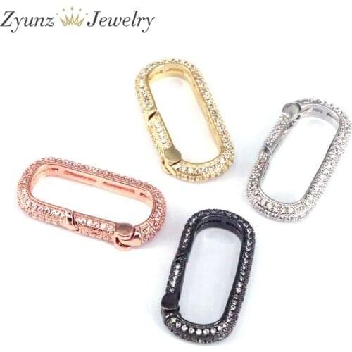 5PCS, Clear CZ Micro Paved Oval Clasps Lock Connector Clasps For Bracelet Necklace Making
