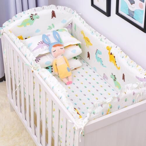 6pcs Animal Print 100%Cotton Baby Bed Crib Bumpers Stars Bed Around Cartoon Removable Boys and Girls Unisex Baby Beding sets