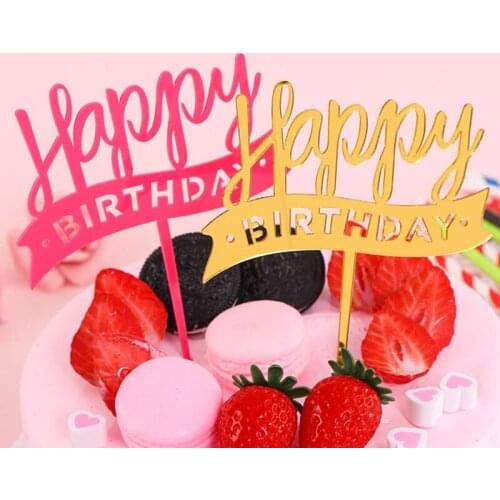 Happy Birthday Acrylic Cake Topper Letter Cake Toppers Happy Birthday Solid color Cake Decorations Party Supplies