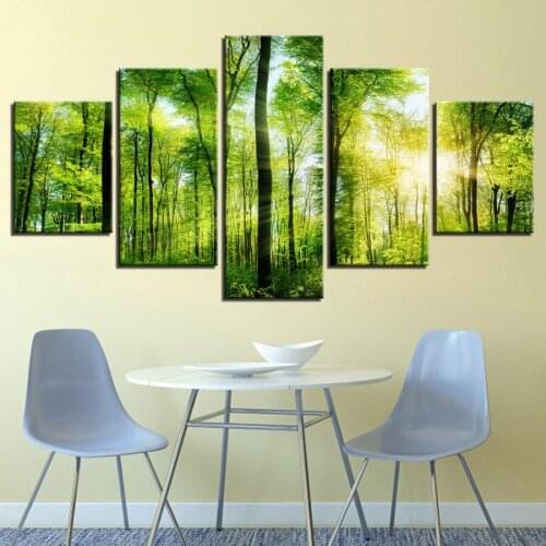 Diy 5D Diamond Painting Sunlight Green Tree Forest Landscape Full Drill Diamond Embroidery 5 piece Mosaic Needlework Art AA1710