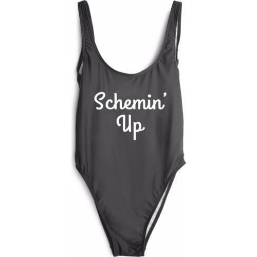 SCHEMIN' UP bodysuit women summer monokini Open low back beachwear one piece suits swimwear bathing suit Jumpsuits Rompers