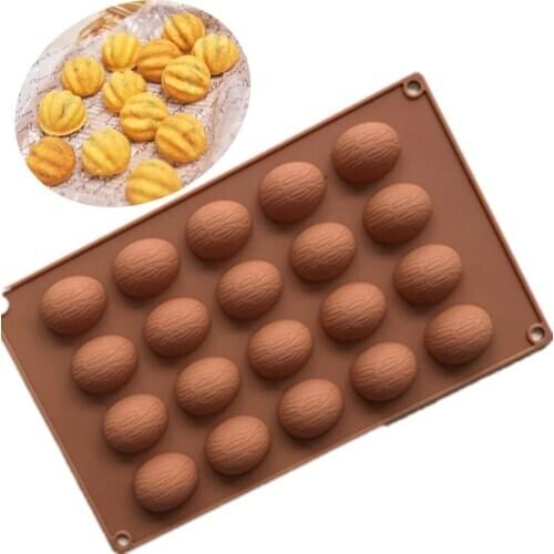 20 Holes Walnuts Nuts Shape Cake Chocoalte Molds Silicone Pudding Mold Cake Baking Tools DIY Walnut Soap Mold