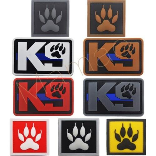 K9 Blue Line Service Dog Tactical Military Patches Backpack Bags 3D PVC Badges for Clothes Clothing Patches