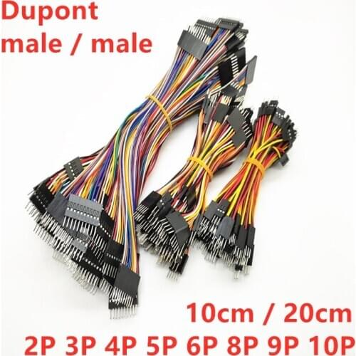 10PCS 2.54MM Dupont Jumper Cable Double Head Male to Male 2P 3P 4P 5P 6P 8P 9P 10Pin Dupont Wire For PCB Boards