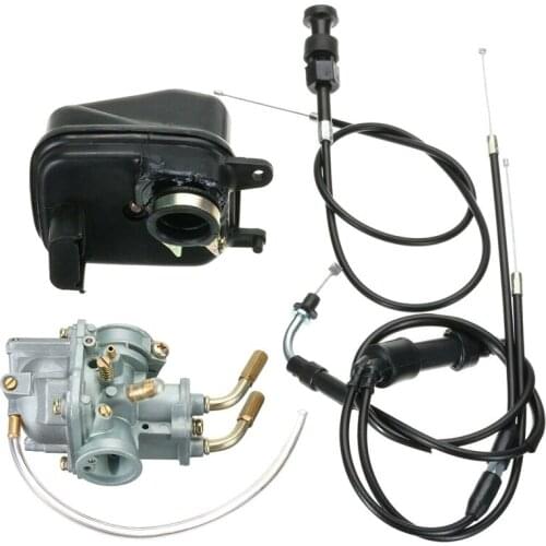 Motorcycle Carburetor with Air Filter Box Throttle Cable Accelerator Cable Set for Yamaha Peewee PW50 PY50