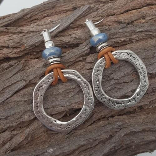 Leather Earrings big leather Earrings Spiral Shell leather earrings Bohemia Earring