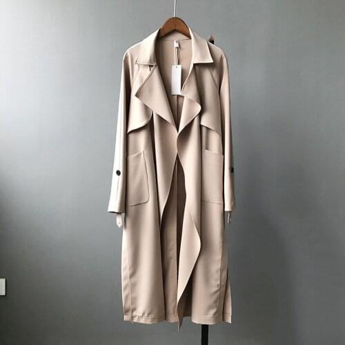 Spring Windbreaker Jacket womens long windproof Knee jacket Streetwear Loose Vintage Army Green Autumn Coat