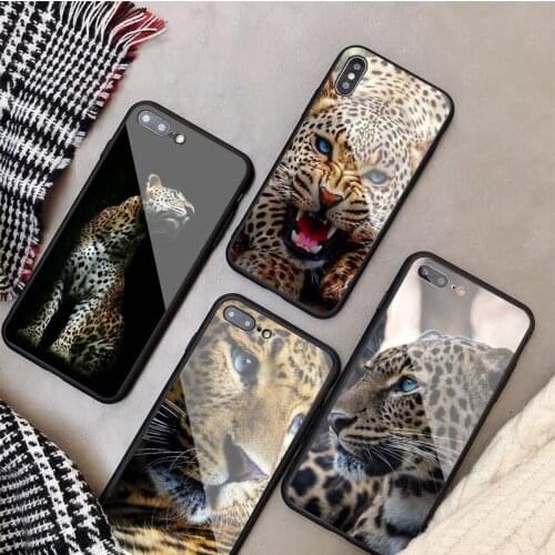 Leopard Tempered Glass Phone Case For iphone 12 11 Pro Max 5 6 7 8 PLUS X XS XR XSMax Shell