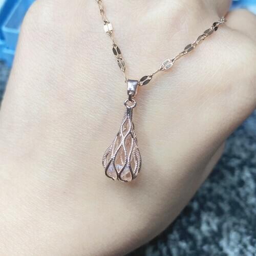 Fashion Jewelry titanium steel necklace, Rose gold hollow drop pendant titanium steel necklace, Ladys collarbone necklace