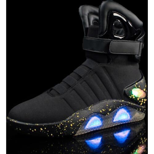 Adults USB Charging Led Luminous Shoes For Mens Fashion Light Up Casual Men back to the Future Glowing Sneakers Free shipping