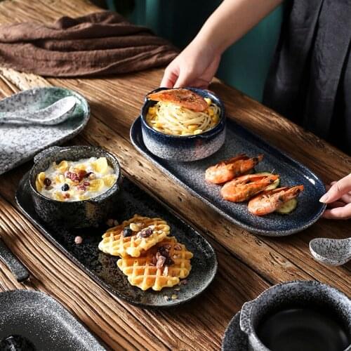 Japanese Style Dinnerware Set Breakfast Dessert Bowl Ceramic Dinner Set with Bowl Spoon and Tray Three-piece Kitchen Accessories