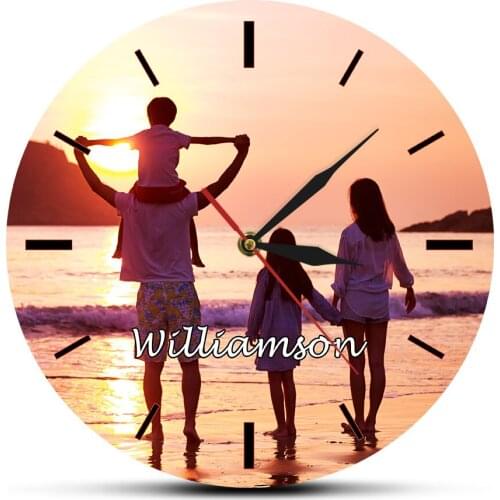 Custom Photo Personalized Design Picture Wall Clock Full Color Printing Your Family Clock Add Any Photo or Text Free Edits