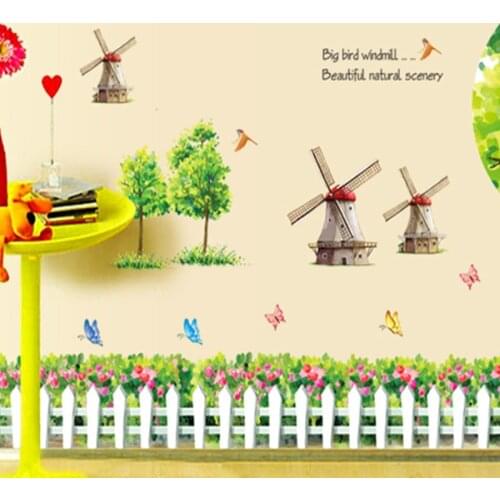 New 60*90cm vintage romantic rural windwill removable vinyl wall stickers wall decal home decor forkids rooms/LIVING ROOM 9139