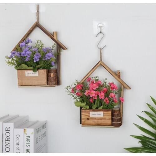 New Wall-hung Wooden Flower Pot Creative Pastoral Fleshy Flower Pots Small House Flower Basket Home Living Room Wall Decoration