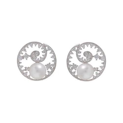 Top Quality Flora Style Natural Freshwater Pearl Earrings Sweet Luxury Elegant Jewelry Girl Gifts