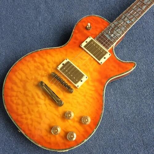OEM 6-string electric guitar, rosewood fingerboard, burst color quilte maple Flame Maple top & back, free shipping