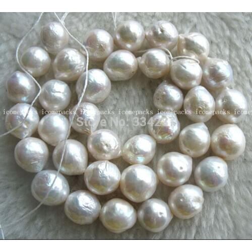 Wholesales 9-10MM Genuine Freshwater Natural pearl white reborn keshi 15 Necklace Loose beads