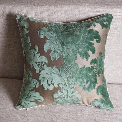 Geometric Floral Embroidery Cushion European Luxury Geometry Green Pillow Cover Home Decorative Sofa Chair Throw PillowCase