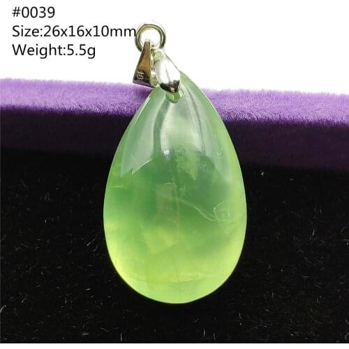 100% Natural Green Prehnite Pendant Necklace Gemstone Party Gift Crystal Water Drop Clear Stone Jewelry AAAAA
