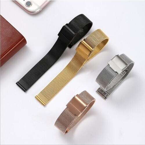 Fold Buckle Stainless Steel Watch Band For Huawei Watch Honor S1 Fit SmartWatch Milanese Replacement Wrist Strap For Ticwatch C2