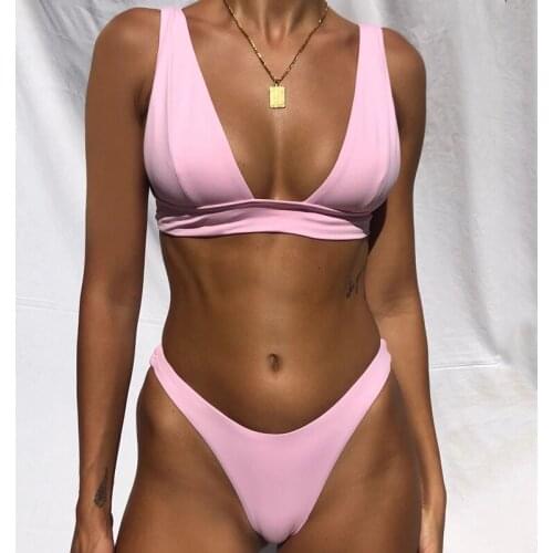 Sexy Bikini 2021 New Womens Swimwear Solid Push Up Swimsuits Female Two PIece Bikini Set Bathing Suits Swimming Beach Wear
