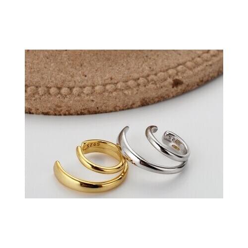 ONLY 1PC 11MM (No pierced) Authentic 925 Sterling silver White/ Gold Double Rows two-Circles CLIP Earrings jEWELRY TLE1118