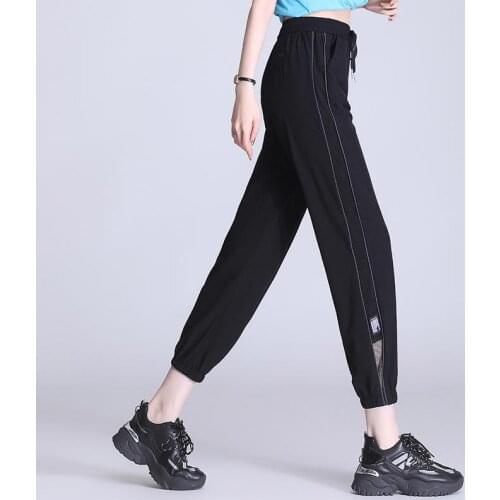 Thin Bloomers Sports Pants 2021 Women Korean Nine-point Loose High Waist Casual Straight Streetwear Trousers Sweatpant