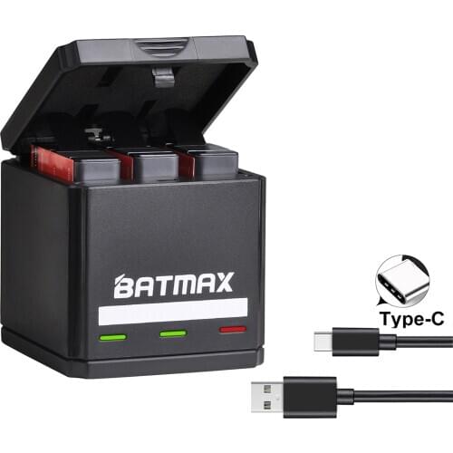 Batmax For GoPro 7 USB Triple charger box with Type C port for GoPro7 Gopro 6 5 Gopro 8 battery
