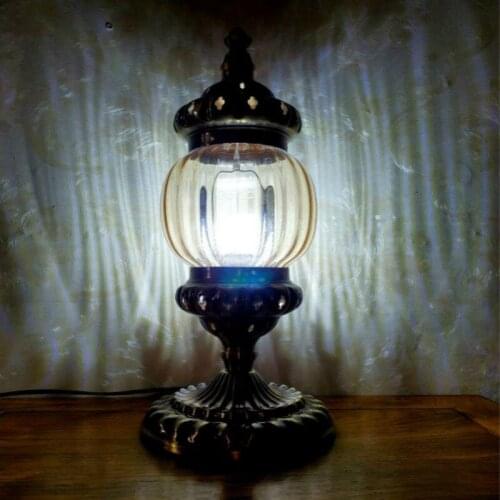 Turkish Retro Glass Table Lamp Coffee Restaurant American Classic Desk Lamp For Bedroom Bedside Table Lightings