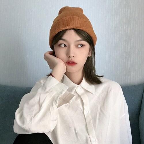 Unisex Winter Acrylic Knitted Sport Windproof Warm Short Melon Cap Men Women Punk Hip Hop Fashion Black Hat Skullies Beanies R76