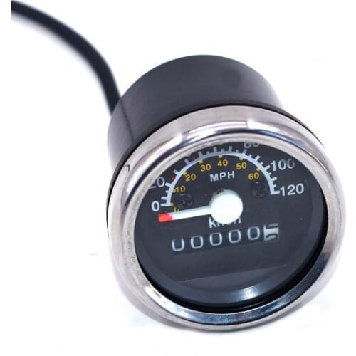 Universal 12V Motorcycle Speedometer Odometer Gauge 52mm KMH MPH Black