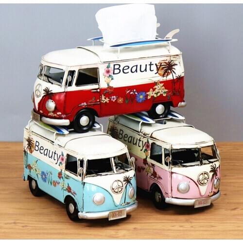 Vintage Car Tissue Holder Retro Bus Tissue Boxes Table Ornaments Tissue Box Office Home Decor Crafts Christmas Birthday Gifts
