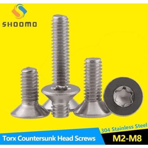 Torx Countersunk Head Tamper Proof Screws Bolt Countersunk Torx Countersunk Head Screws 304 Stainless Steel GB2673 M2-M10