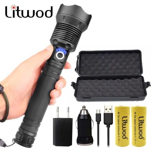 Z35 Litwod 7500LM XHP70.2 high powerful Tactical LED flashlight torch light power rechargeable 18650 26650 Battery flashlight