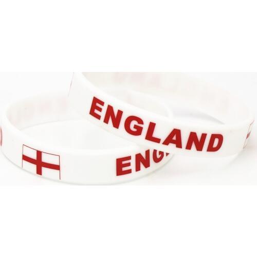 1PC England Flag Silicone Wristband White Red Football Sports Souvenir Silicone Rubber Bracelets&Bangles Gifts SH243