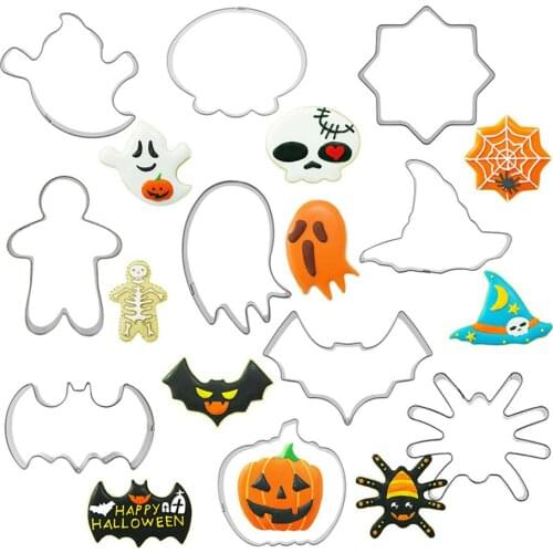 10pcs Halloween Cookie Cutter Biscuit Mould Stainless Steel Cake Tool Cookie Mould Fondant Stamps Cutters Specialized