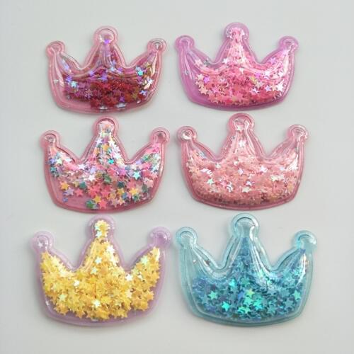 12pcs 5.5*4.2cm Filling Sequin Applique Crown Patches for DIY Cake Topper Hat Clothes Headwear Hair Clips Accessories