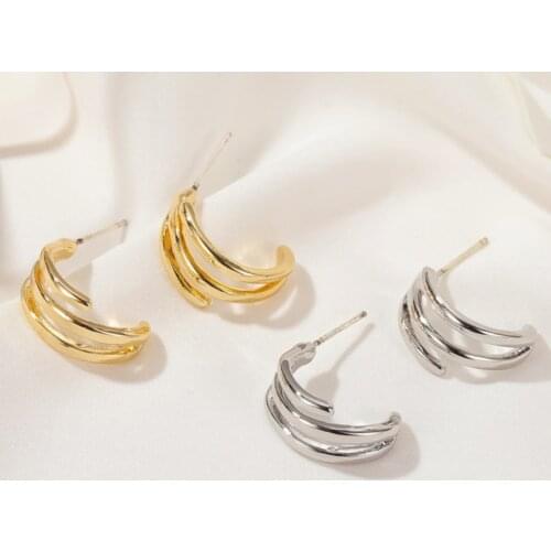 2020 Trendy Metal Hoop Earring For Woman Vintage Triple Open Circle C Shaped korean Statement Earrings Accessories brincos