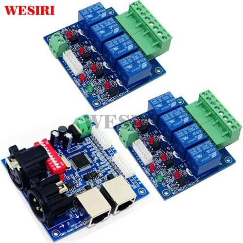 2x4CH Relay Switch DMX512 Controller 1xDMX512 XRL RJ45 Relay Output DMX Relay Control 4 Way Relay Switch(max 10A)