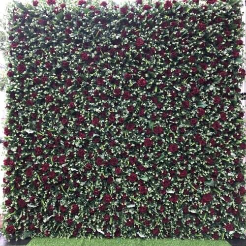 3D High Quality Artificial Flower Wall And Runner Fake Rose Money Leaf Plants Wedding Background Decoration
