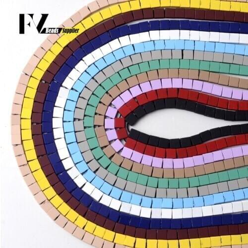 4*4mm Natural Hematite Stone Beads Square Shape Rubber Spacer Beads For Jewelry Making Diy Bracelet Charm Crafts Wholesale 15